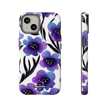 Purple Watercolor Floral Tough Case — Protective Galaxy Flower Phone Cover