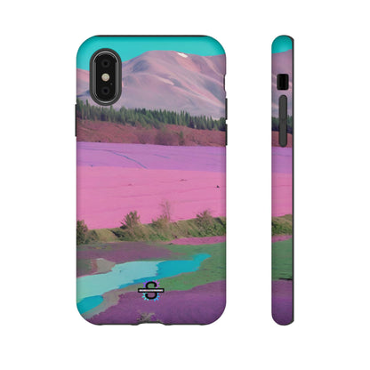 Hard Phone Case, Pink Landscape Design, Dual layer case for Extra Durability and Protection, Glossy or Matte Finish,