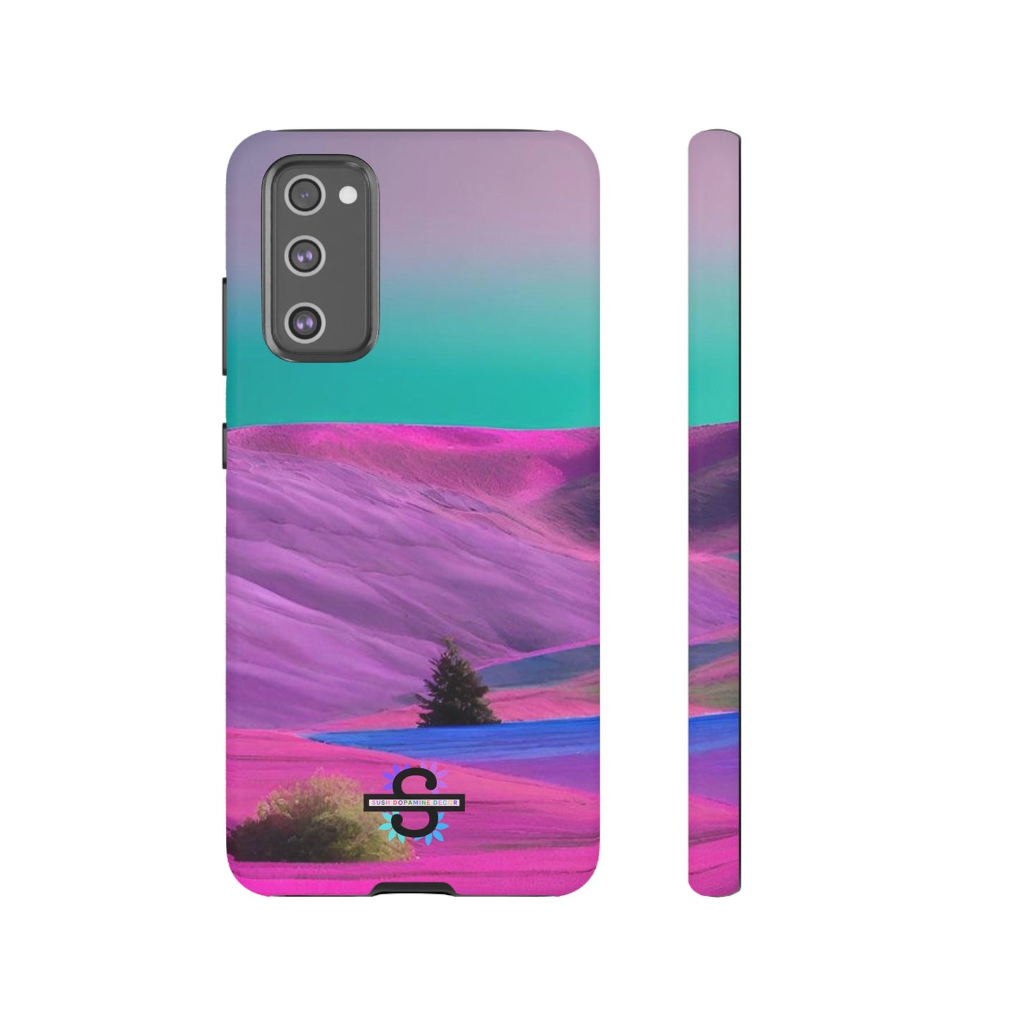 Tough Phone Case - pink purple green blue landscape