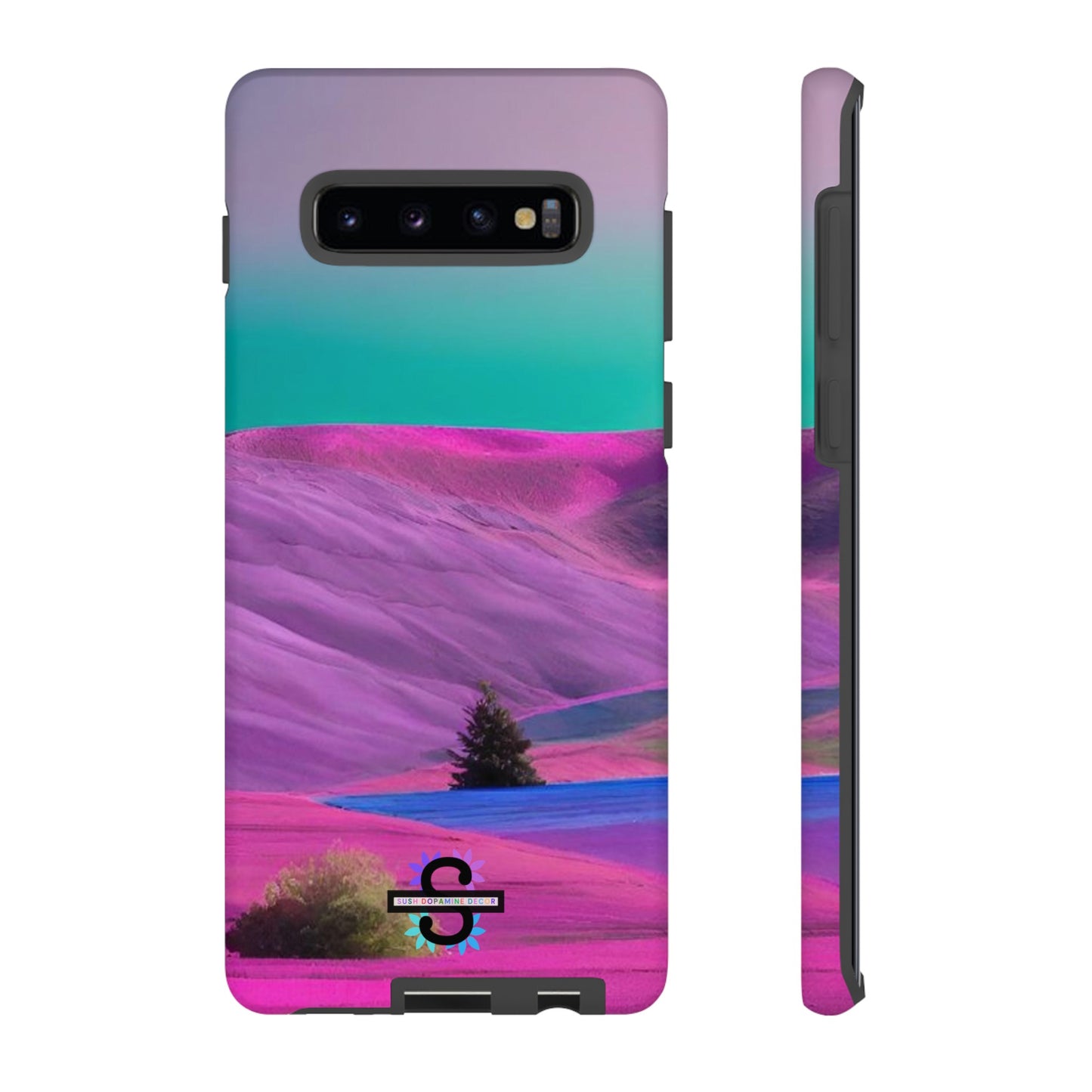 Tough Phone Case - pink purple green blue landscape