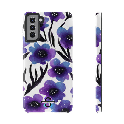 Purple Watercolor Floral Tough Case — Protective Galaxy Flower Phone Cover