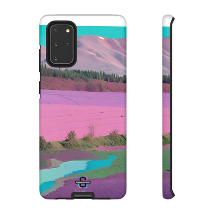 Hard Phone Case, Pink Landscape Design, Dual layer case for Extra Durability and Protection, Glossy or Matte Finish,