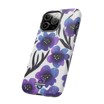 Purple Watercolor Floral Tough Case — Protective Galaxy Flower Phone Cover