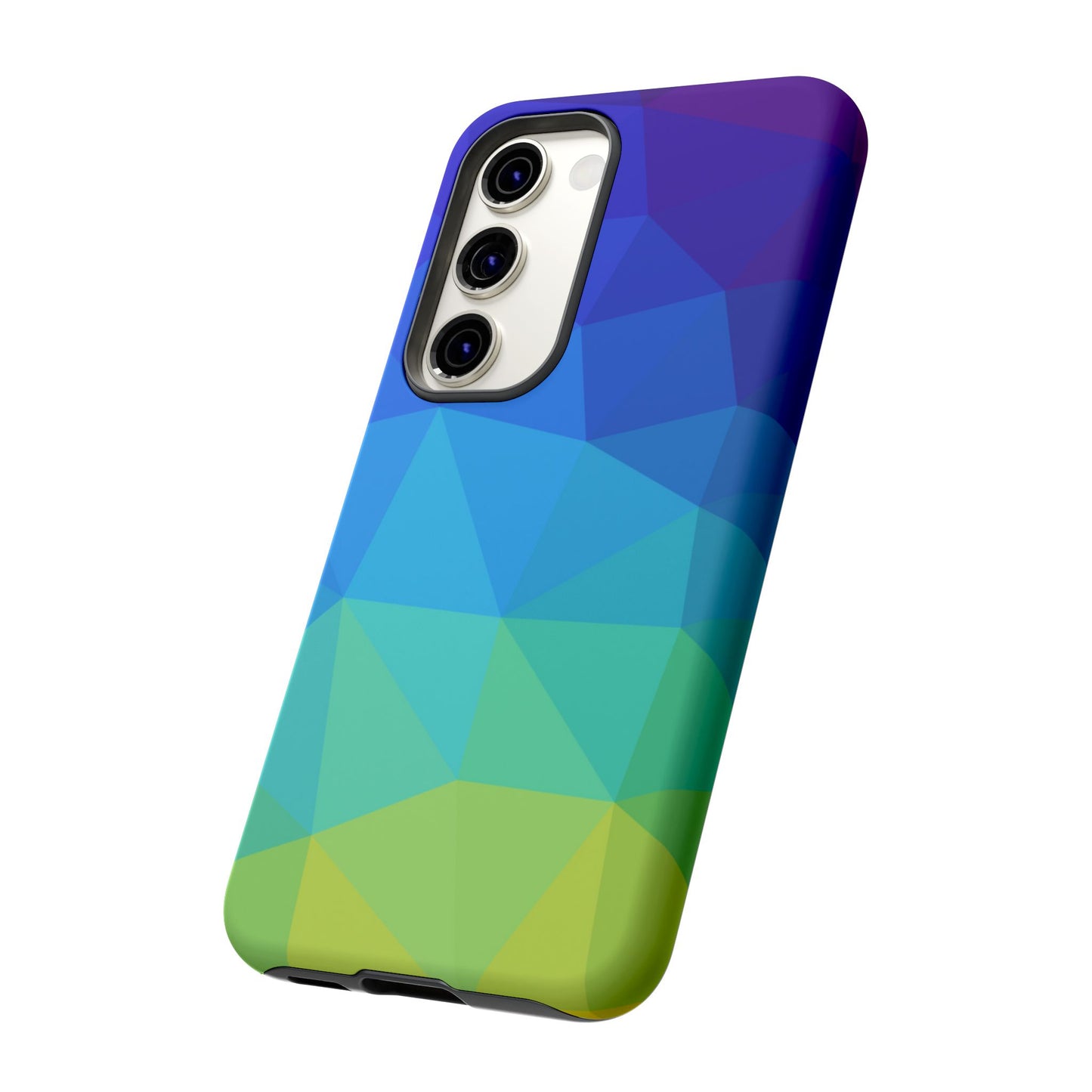 Geometric Gradient Tough Phone Case — Blue Green Polygon Design