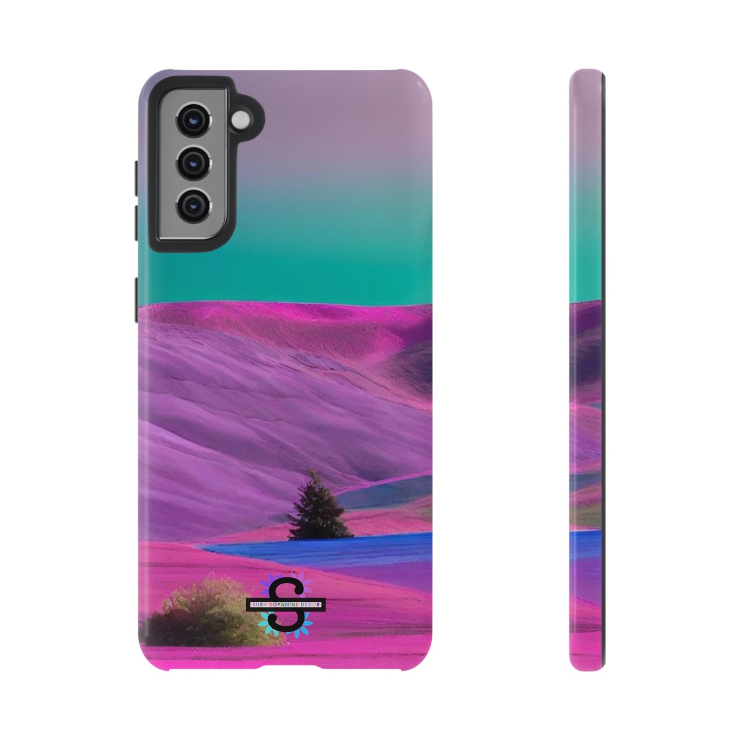 Tough Phone Case - pink purple green blue landscape