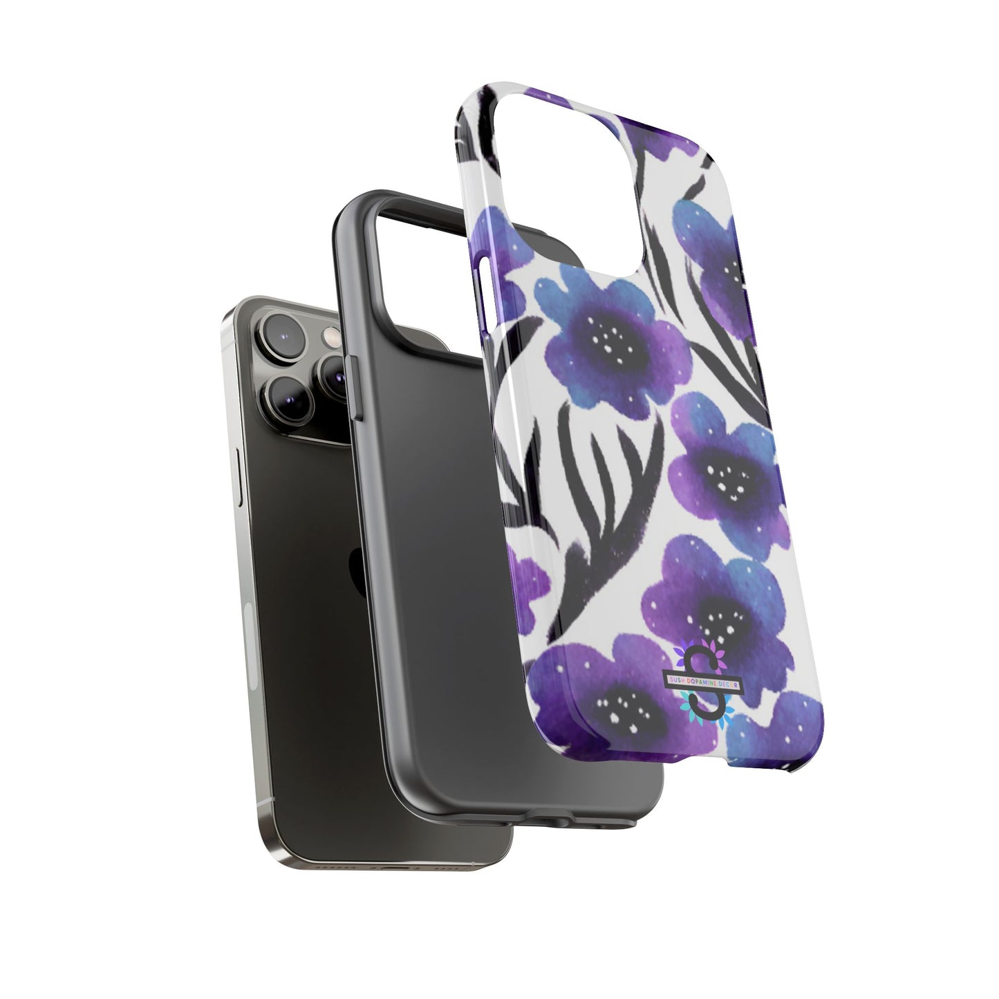 Purple Watercolor Floral Tough Case — Protective Galaxy Flower Phone Cover