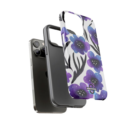 Purple Watercolor Floral Tough Case — Protective Galaxy Flower Phone Cover
