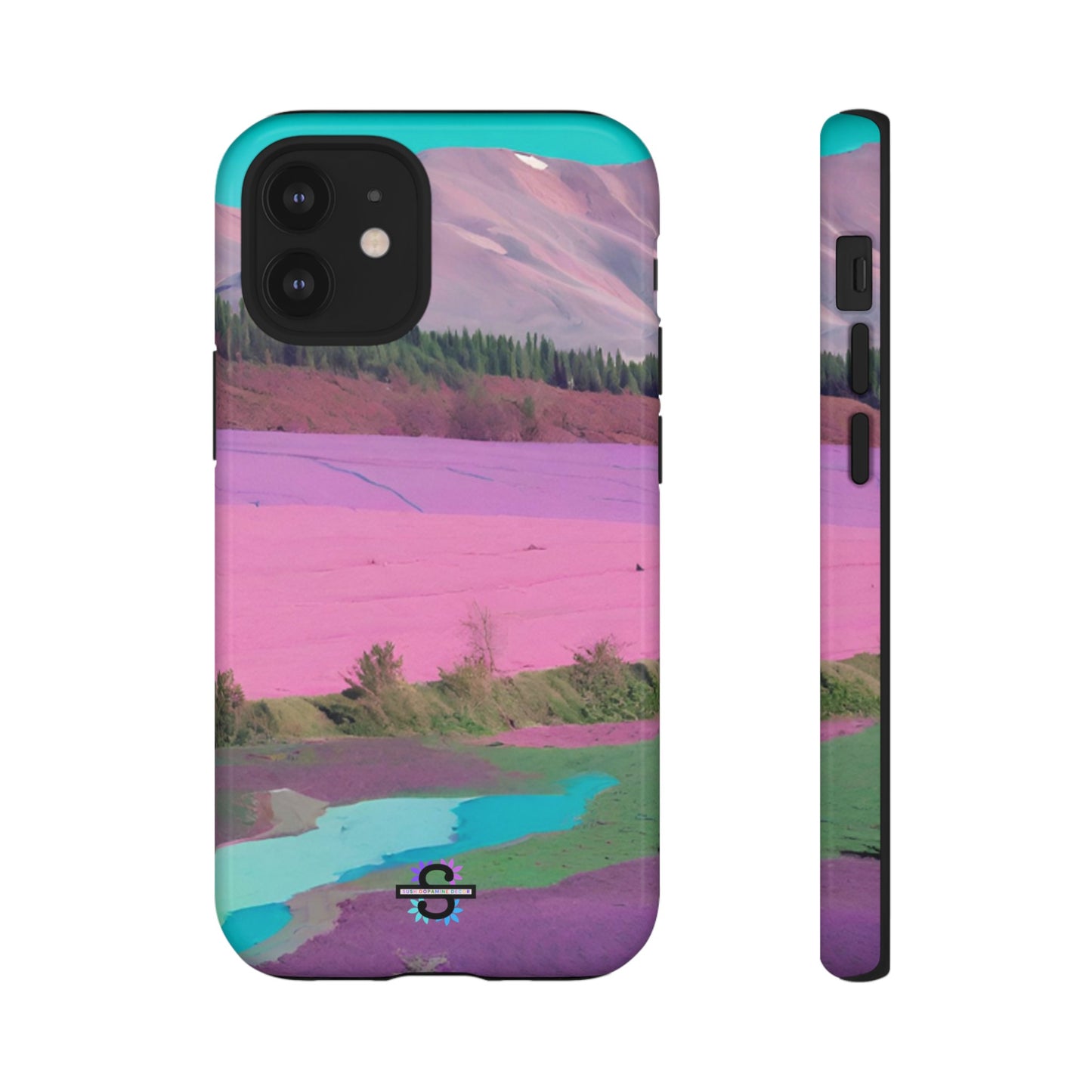 Hard Phone Case, Pink Landscape Design, Dual layer case for Extra Durability and Protection, Glossy or Matte Finish,