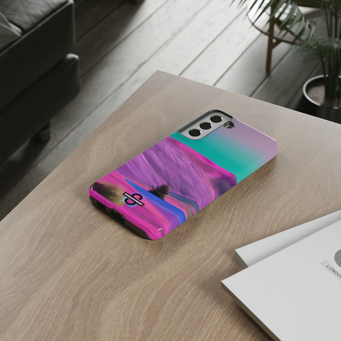 Tough Phone Case - pink purple green blue landscape