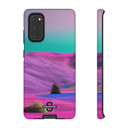 Tough Phone Case - pink purple green blue landscape