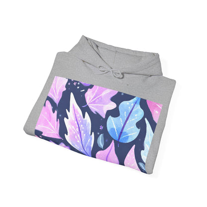 Purple Leaves Unisex Black Hoodie – Peace Subliminals – Cozy Cotton Blend Sweatshirt – Mindfulness & Relaxation Graphic Hoodie