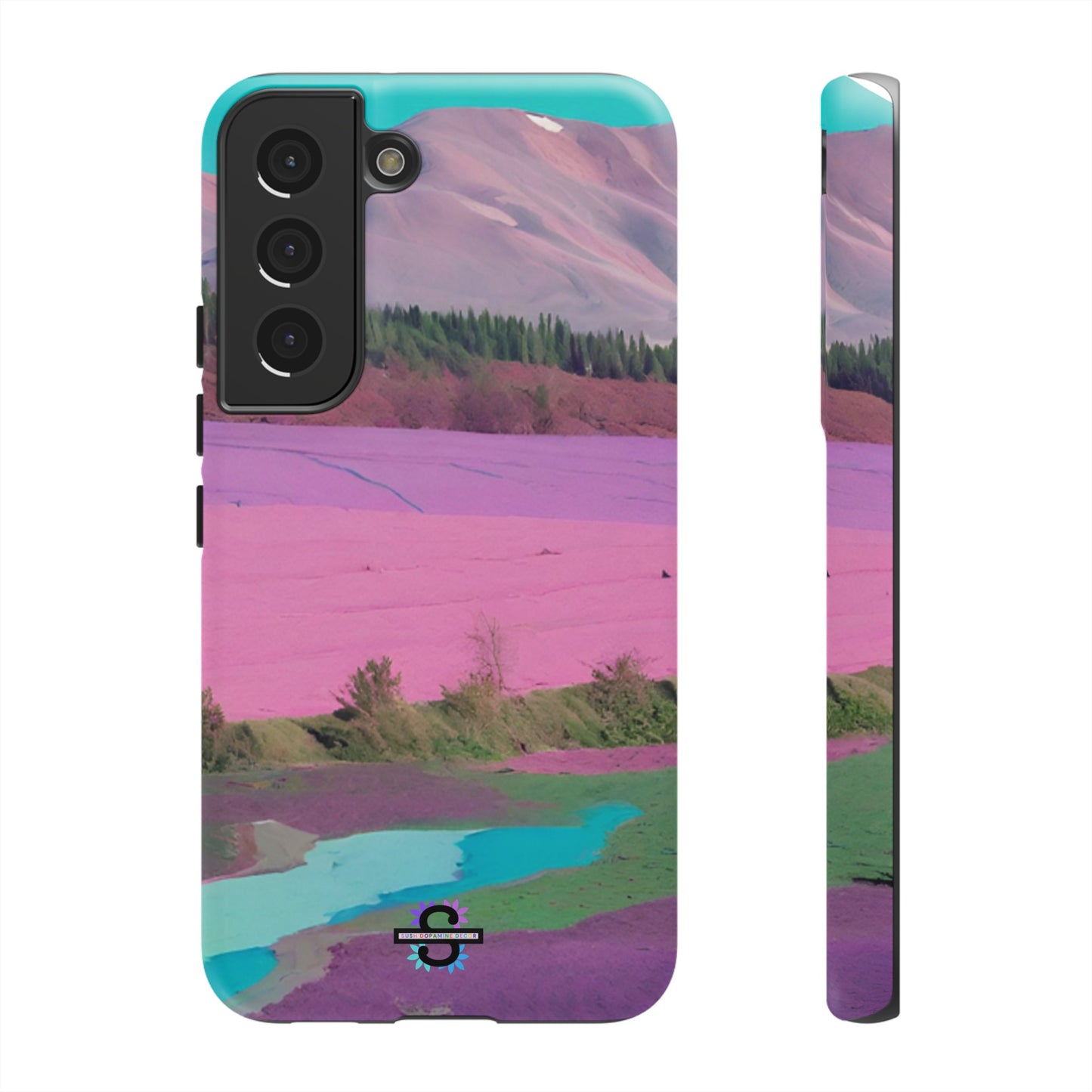 Hard Phone Case, Pink Landscape Design, Dual layer case for Extra Durability and Protection, Glossy or Matte Finish,