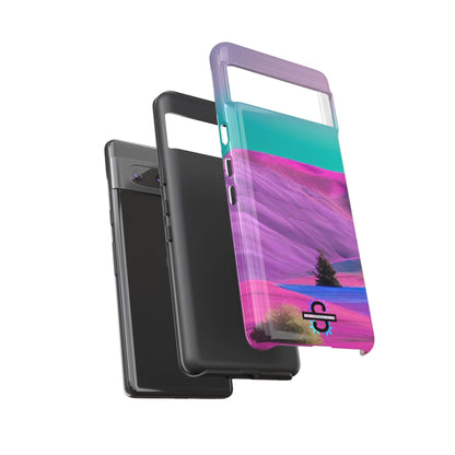 Tough Phone Case - pink purple green blue landscape