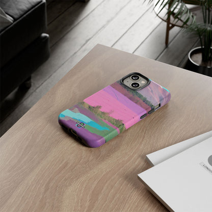 Hard Phone Case, Pink Landscape Design, Dual layer case for Extra Durability and Protection, Glossy or Matte Finish,