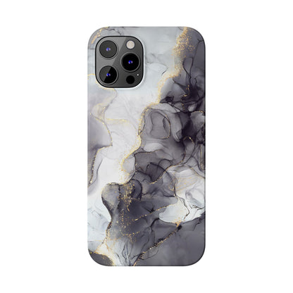 Slim Phone Cases, Black Marble Design