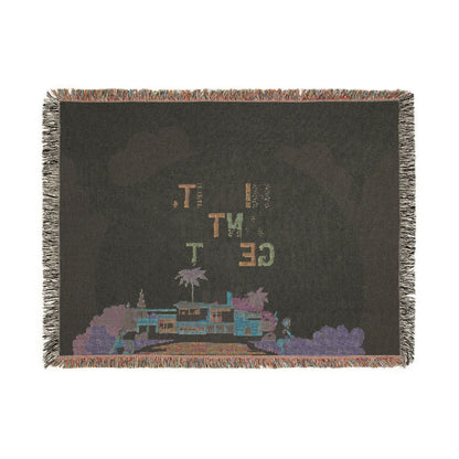 Woven Throw Blanket.  Retro Motivational Home Decor. Quote "Think It. Want It. Get It." Antique feel. Motivational conscious gift.