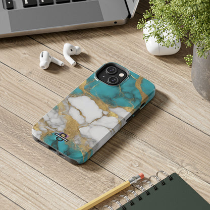 Turqoise Drop Print White Gold Tough Phone Case