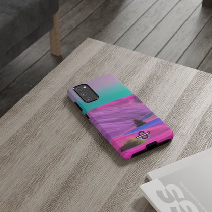 Tough Phone Case - pink purple green blue landscape