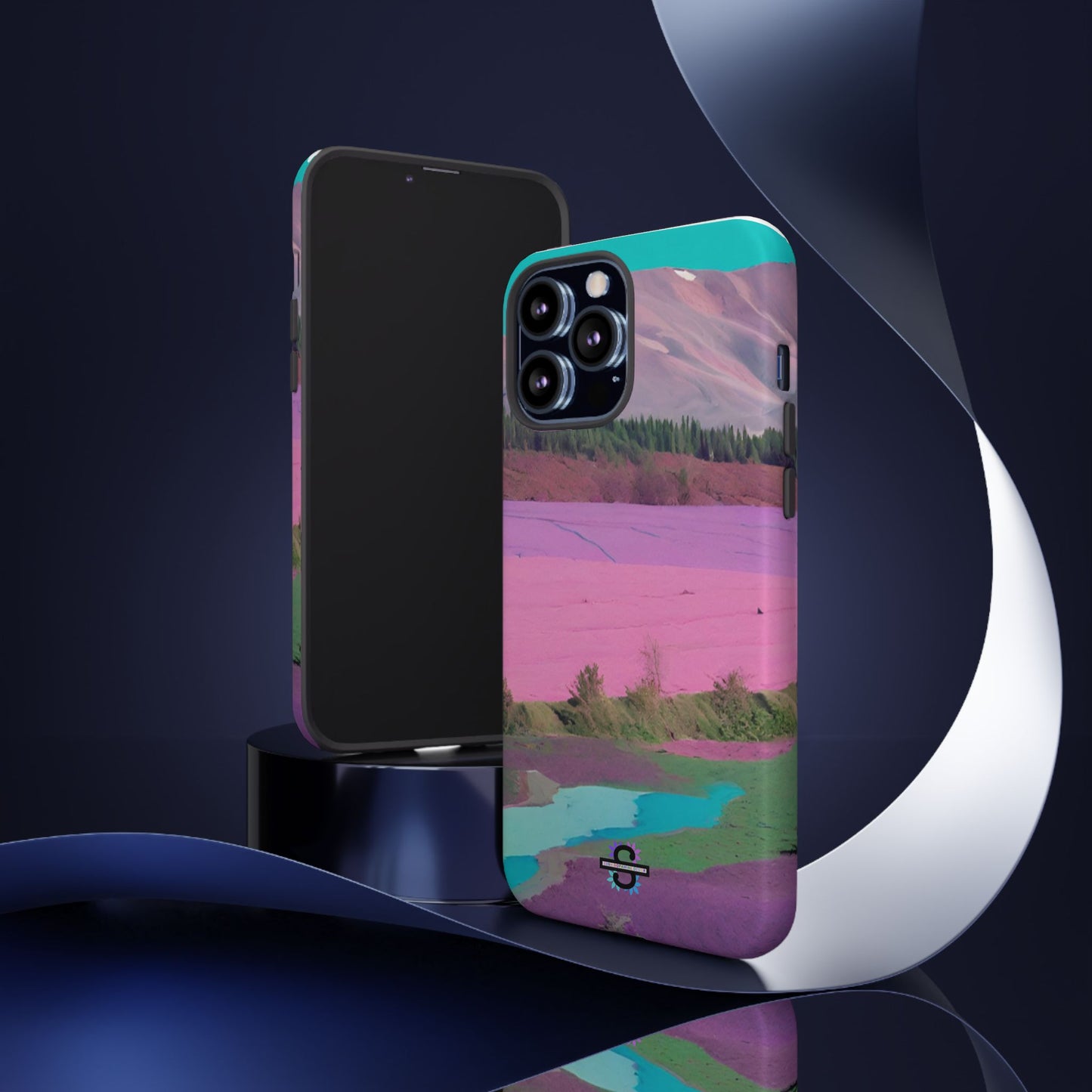 Hard Phone Case, Pink Landscape Design, Dual layer case for Extra Durability and Protection, Glossy or Matte Finish,