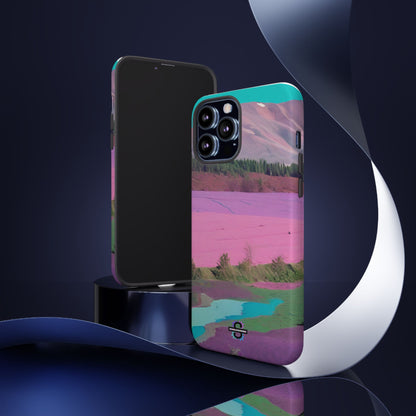 Hard Phone Case, Pink Landscape Design, Dual layer case for Extra Durability and Protection, Glossy or Matte Finish,