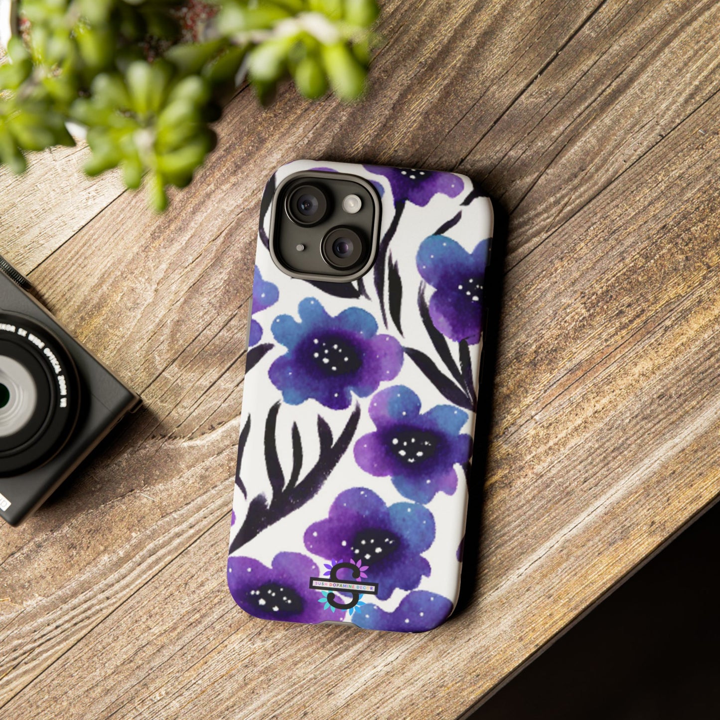 Purple Watercolor Floral Tough Case — Protective Galaxy Flower Phone Cover