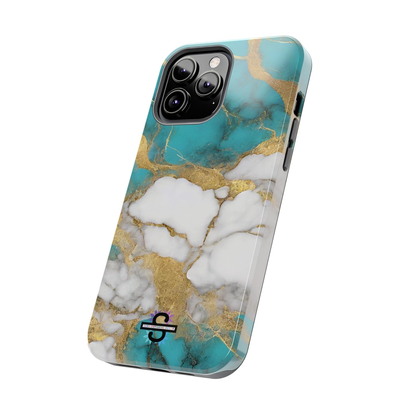 Turqoise Drop Print White Gold Tough Phone Case