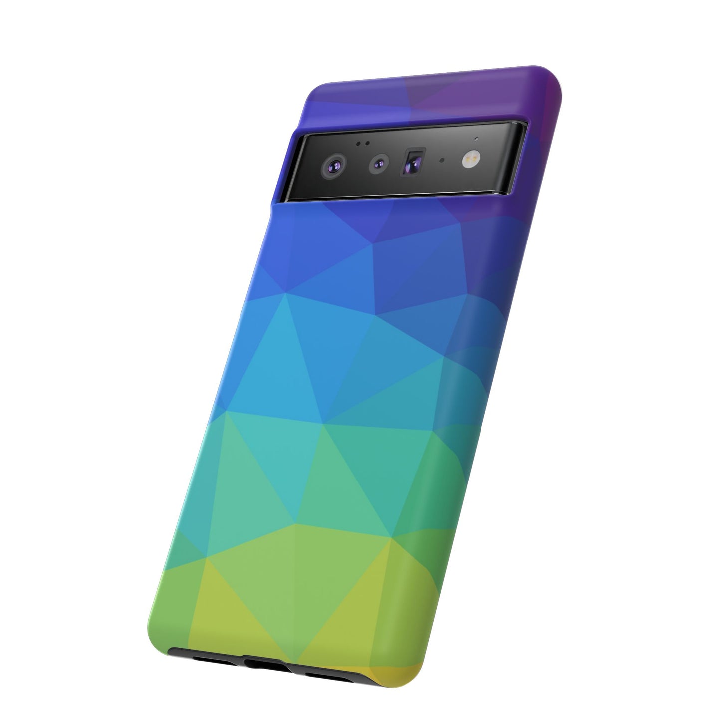 Geometric Gradient Tough Phone Case — Blue Green Polygon Design
