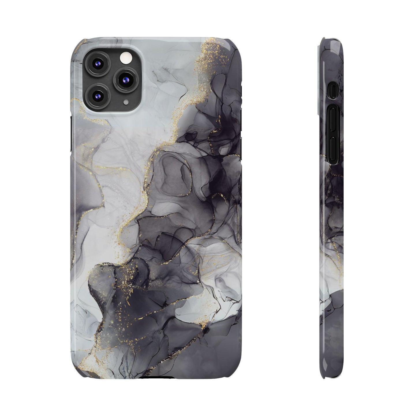Slim Phone Cases, Black Marble Design