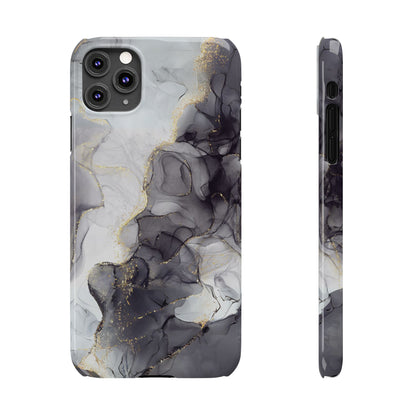 Slim Phone Cases, Black Marble Design