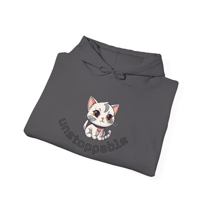 Unisex Heavy Blend™ Hooded Sweatshirt – Cute Cat Hoodie | Unstoppable | Powerful Subliminal | Cat Energy | Success Subliminal
