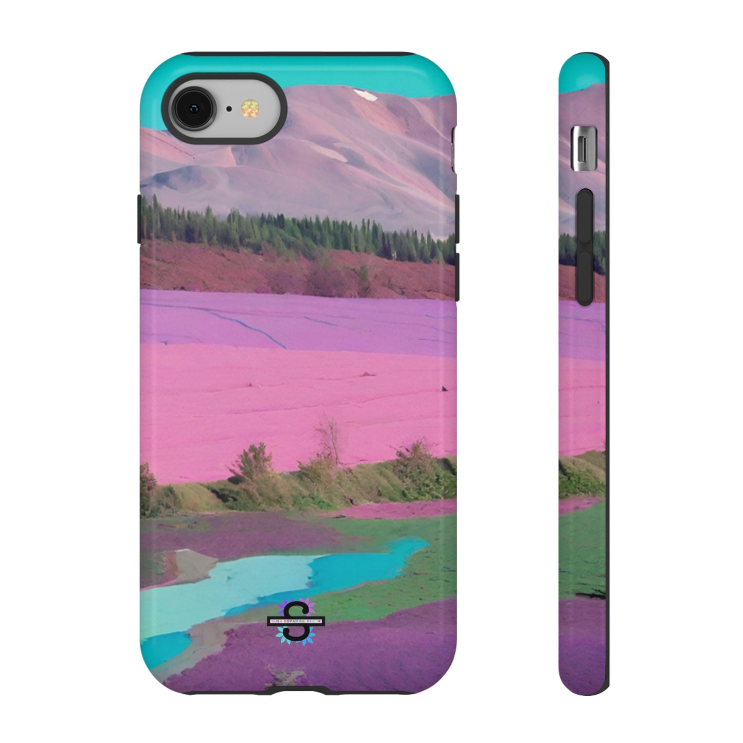 Hard Phone Case, Pink Landscape Design, Dual layer case for Extra Durability and Protection, Glossy or Matte Finish,