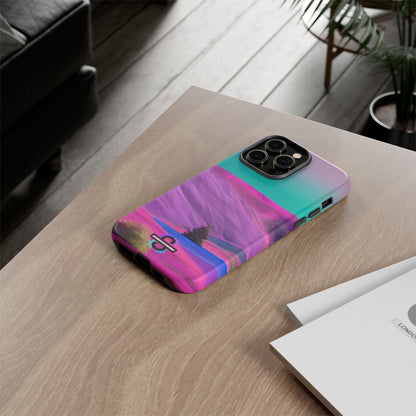 Tough Phone Case - pink purple green blue landscape
