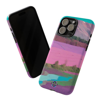 Hard Phone Case, Pink Landscape Design, Dual layer case for Extra Durability and Protection, Glossy or Matte Finish,