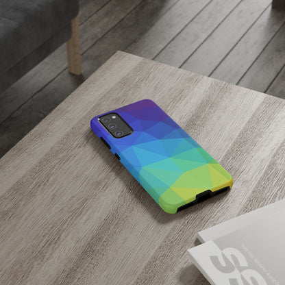 Geometric Gradient Tough Phone Case — Blue Green Polygon Design