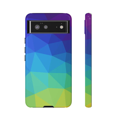 Geometric Gradient Tough Phone Case — Blue Green Polygon Design