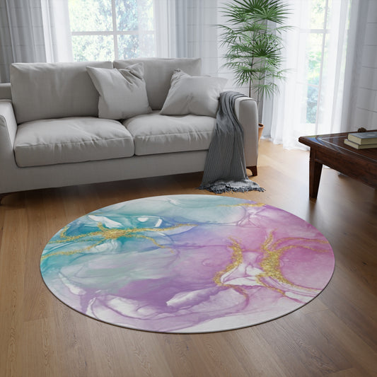 Colorful Marble Round Rug, Unique Carpet, Home Decor, Minimalistic Carpets 60'' by 60''