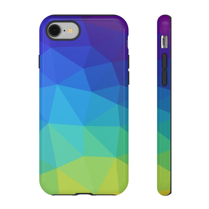 Geometric Gradient Tough Phone Case — Blue Green Polygon Design