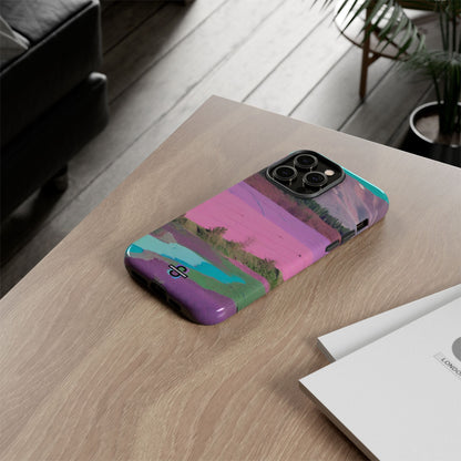 Hard Phone Case, Pink Landscape Design, Dual layer case for Extra Durability and Protection, Glossy or Matte Finish,