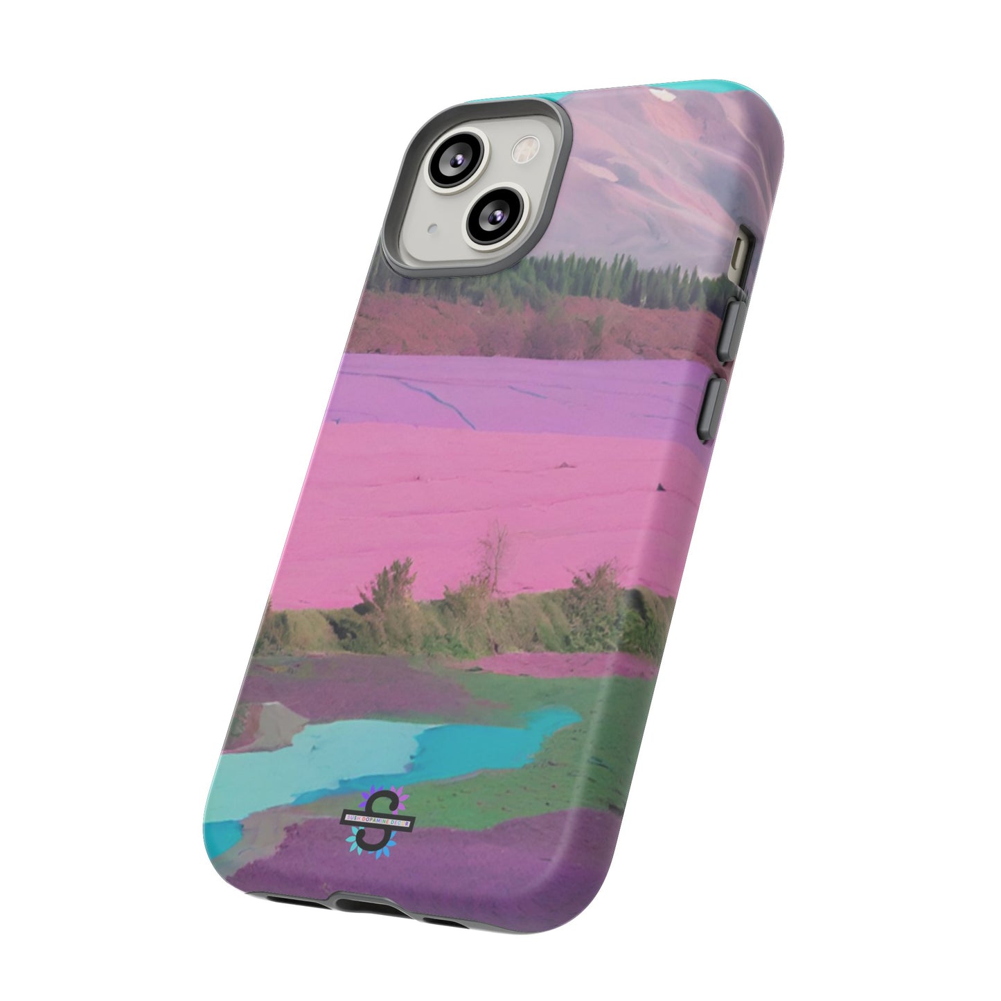 Hard Phone Case, Pink Landscape Design, Dual layer case for Extra Durability and Protection, Glossy or Matte Finish,