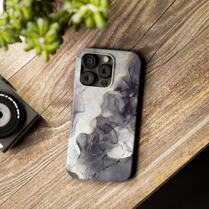 Slim Phone Cases, Black Marble Design