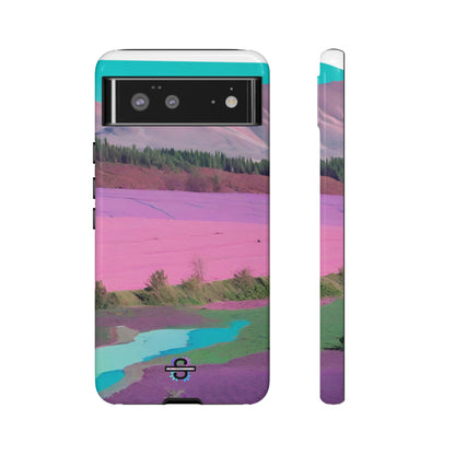 Hard Phone Case, Pink Landscape Design, Dual layer case for Extra Durability and Protection, Glossy or Matte Finish,