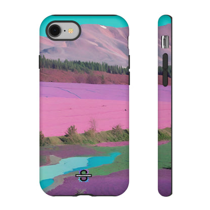 Hard Phone Case, Pink Landscape Design, Dual layer case for Extra Durability and Protection, Glossy or Matte Finish,