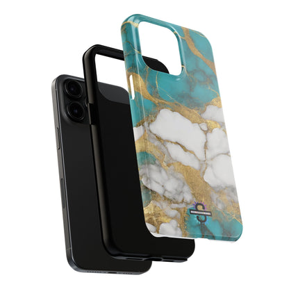 Turqoise Drop Print White Gold Tough Phone Case