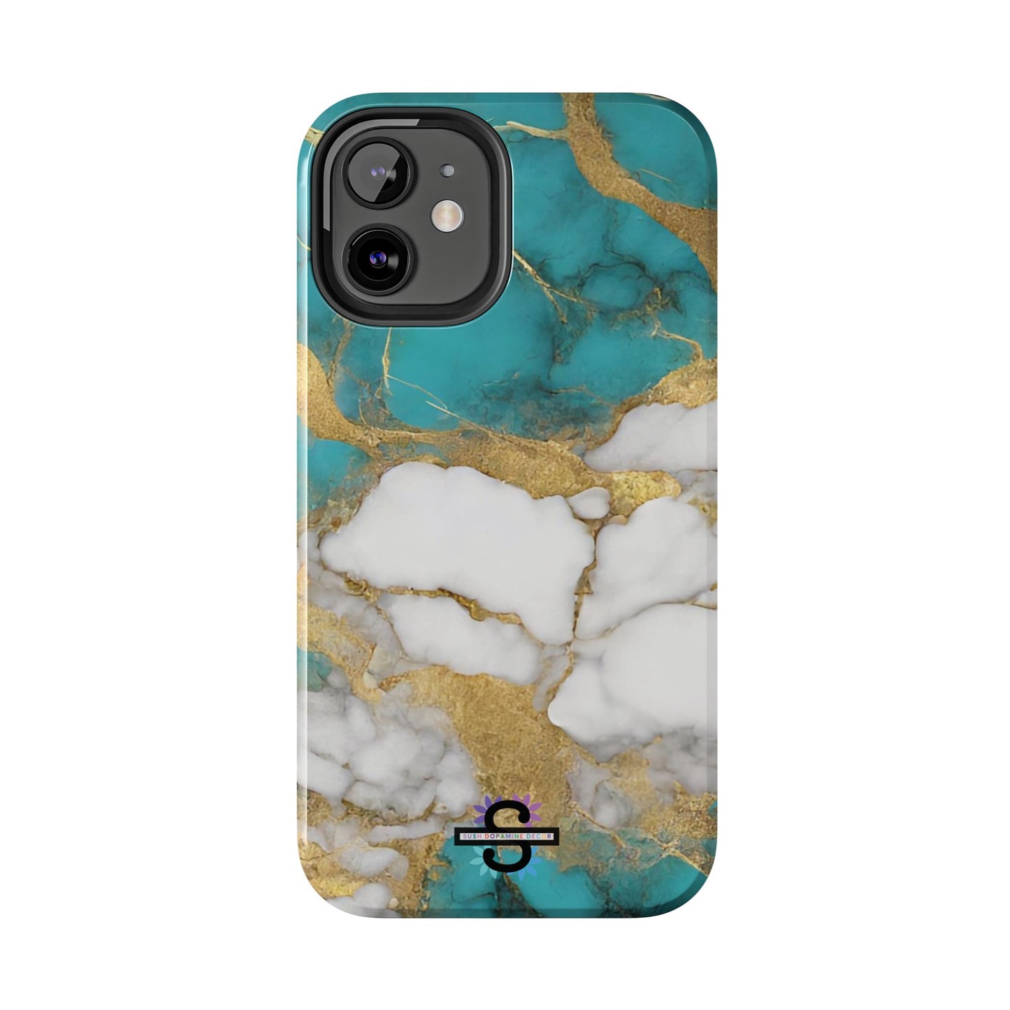 Turqoise Drop Print White Gold Tough Phone Case