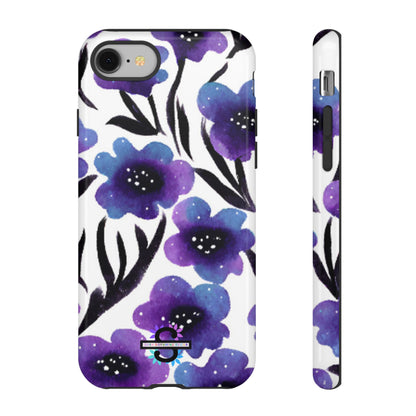 Purple Watercolor Floral Tough Case — Protective Galaxy Flower Phone Cover