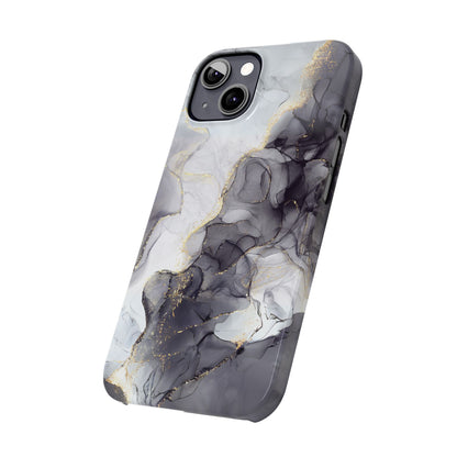 Slim Phone Cases, Black Marble Design