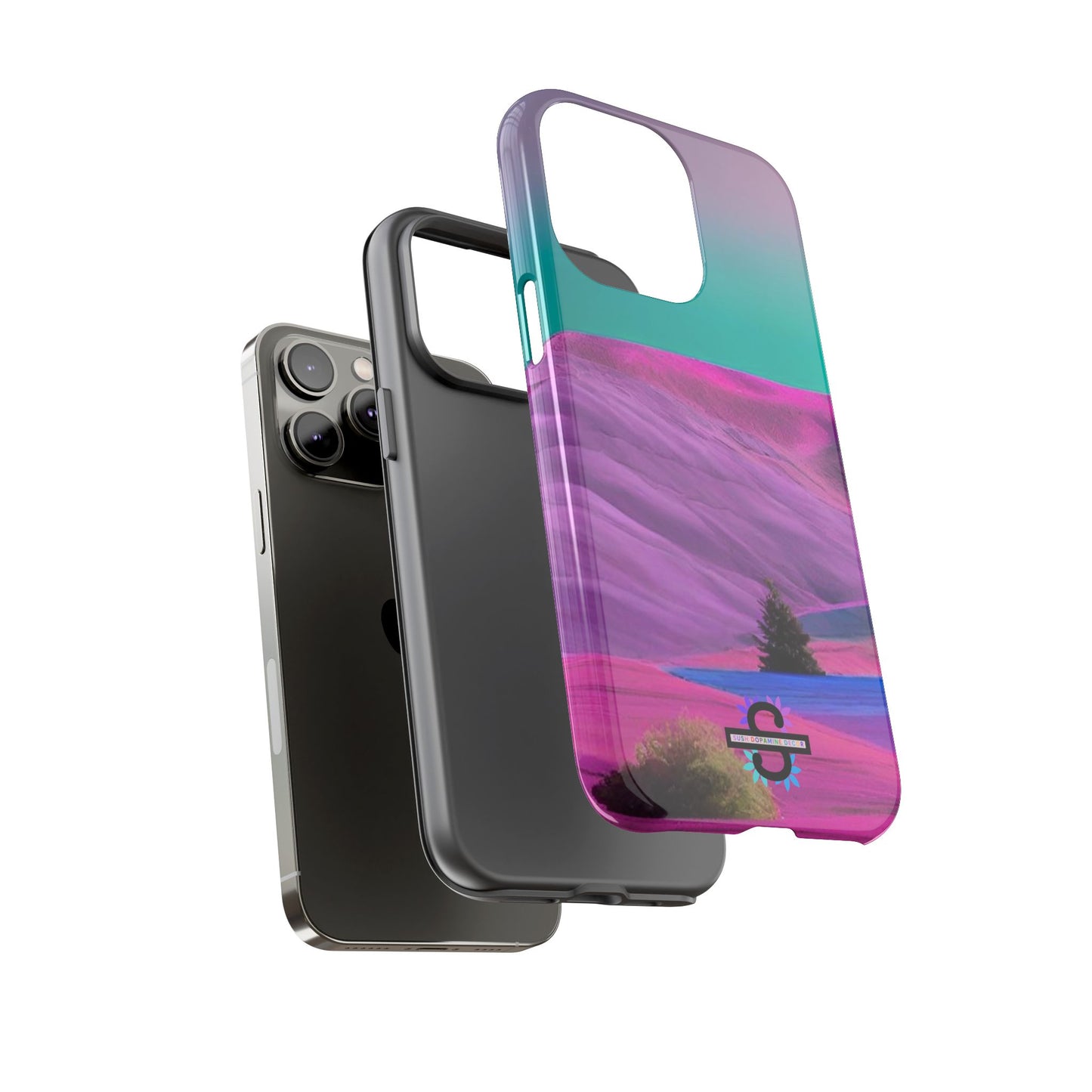 Tough Phone Case - pink purple green blue landscape