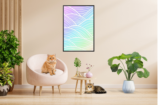Peaceful Gradient Wall Art | Limited Edition Subliminal Canvas | Black or White Pinewood Frame | Eco-Friendly, Collectors Piece (Only 5 Worldwide)