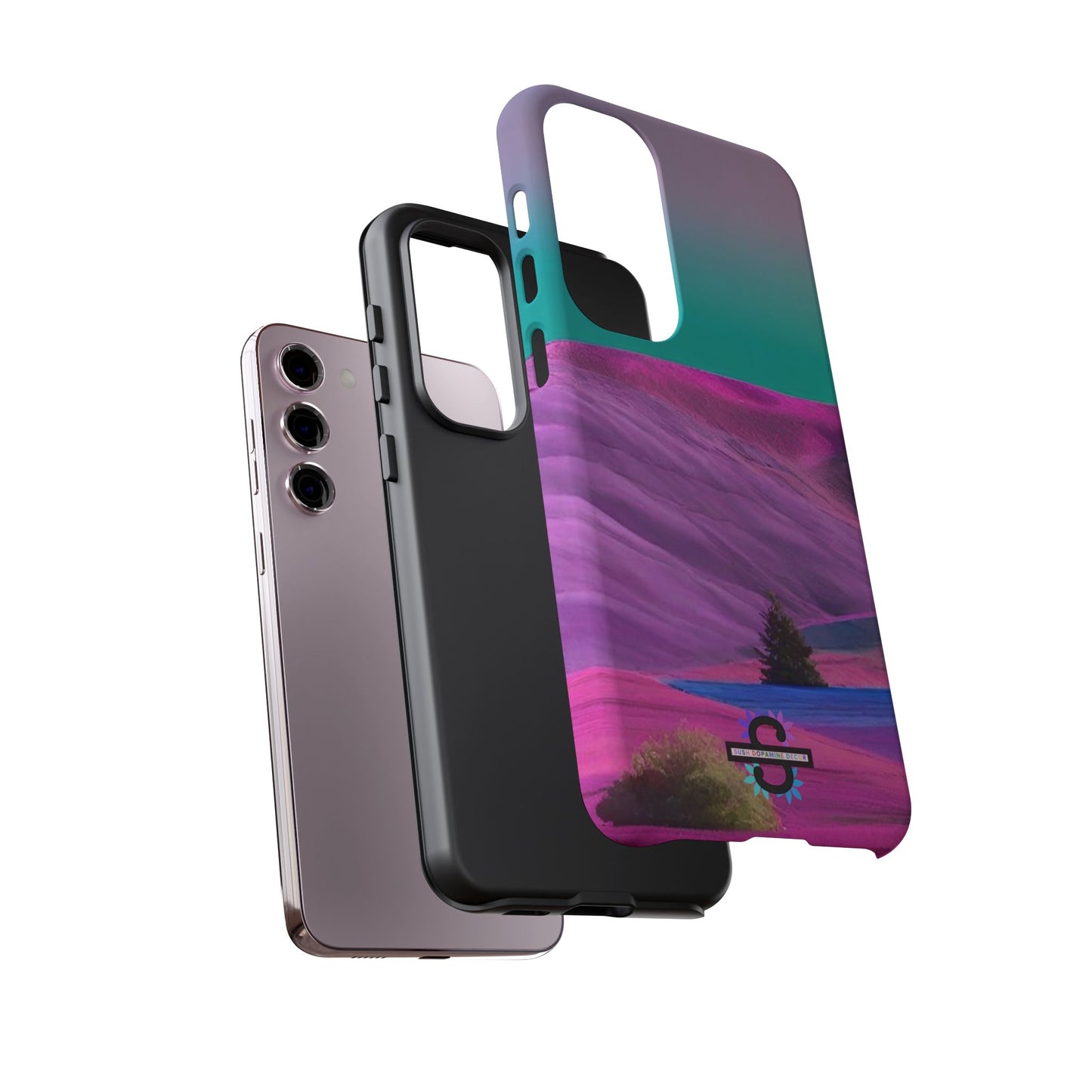 Tough Phone Case - pink purple green blue landscape
