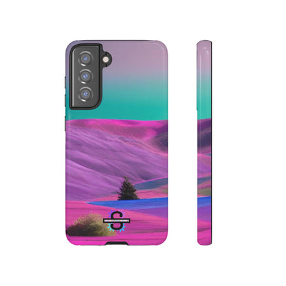 Tough Phone Case - pink purple green blue landscape